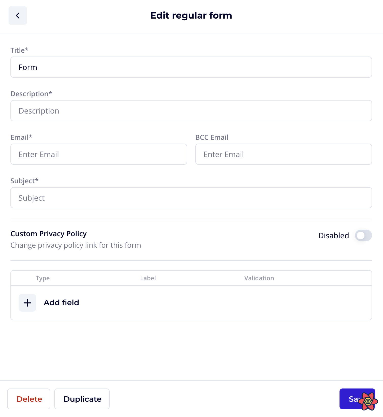 Edit contact form