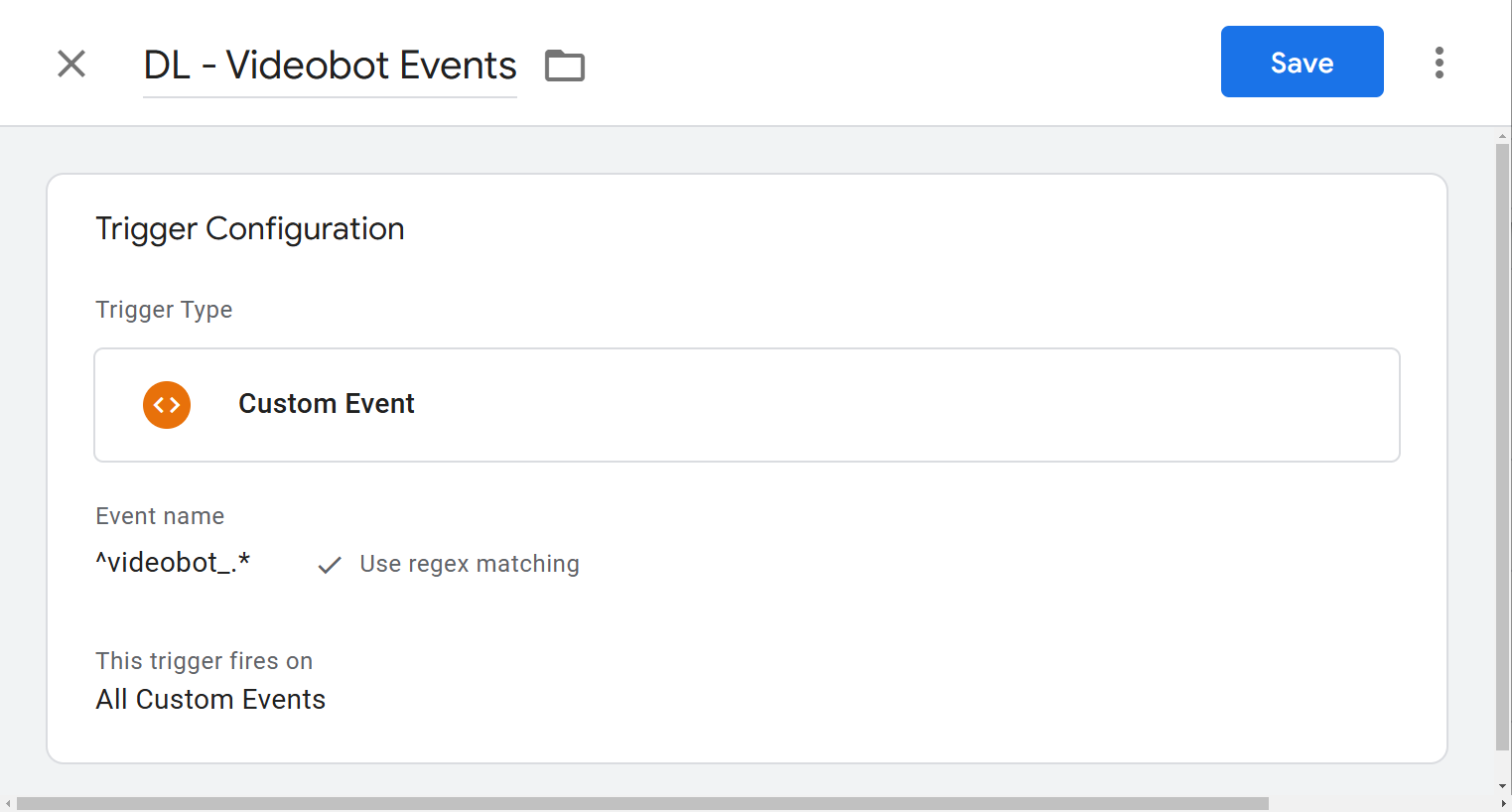 Videobot Trigger Configuration