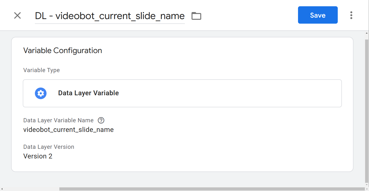 Videobot Current Slide Name Variable